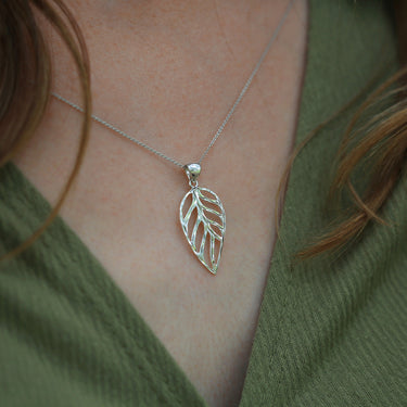 Sterling Silver Open Leaf Pendant