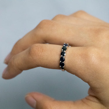 Sterling Silver Natural Enhanced Sapphire Ring