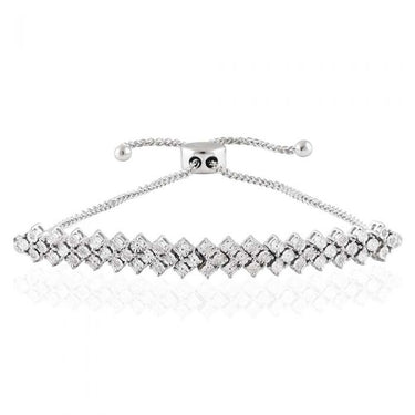 Sterling Silver 27 Diamonds Slider Bracelet