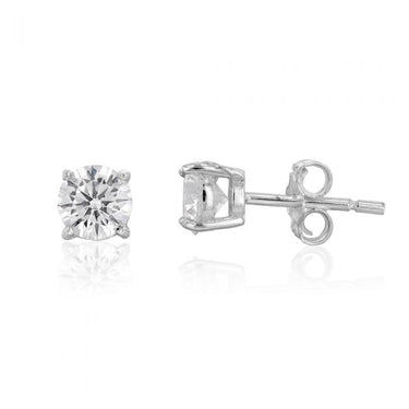 Sterling Silver 5mm 4 Claw Zirconia Stud Earrings