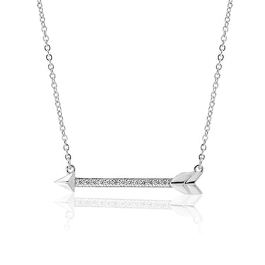 Sterling Silver Zirconia Arrow Pendant on 43cm Chain