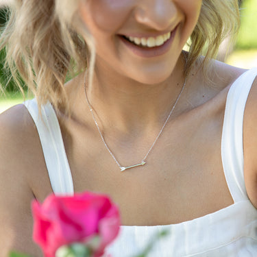 Sterling Silver Zirconia Arrow Pendant on 43cm Chain