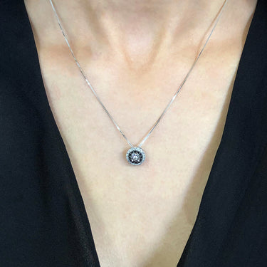 Sterling Silver 1/4 Carat Black and White Diamond  Pendant