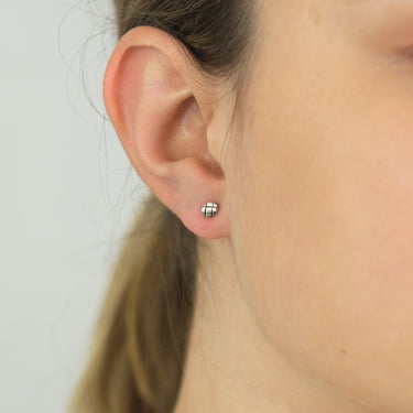 Sterling Silver Patterned Oval Stud Earrings