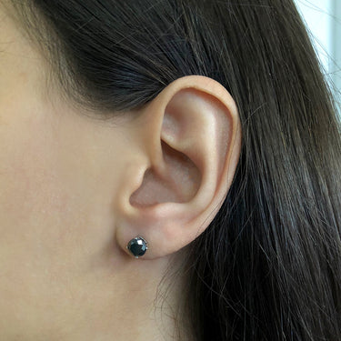 Black Diamond Sterling Silver Diamond Stud Earrings (TW=1.5CT)