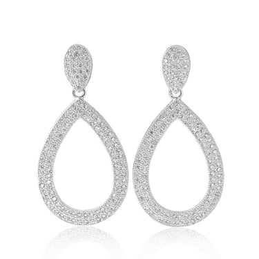 Sterling Silver 1x Diamond and Zirconia Stud Drop Double Row Earrings