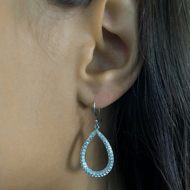 Sterling Silver 1x Diamond and Zirconia Drop Earrings