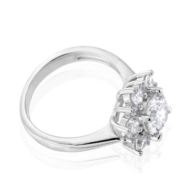 Sterling Silver Flower Shaped Cubic Zirconia Ring