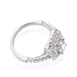 Sterling Silver Pink and White Zirconia Ring