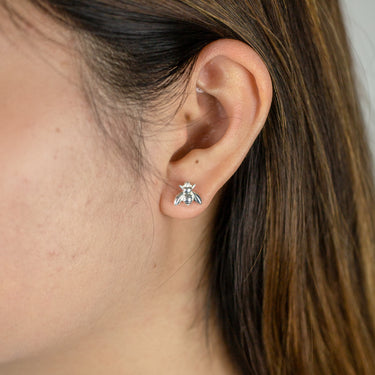 Sterling Silver Fly Stud Earrings
