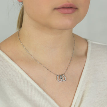Sterling Silver Zirconia Double Horseshoe Pendant on Chain