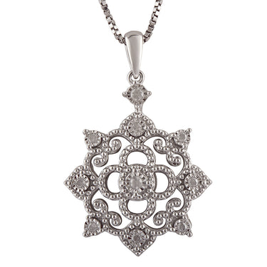 Silver 0.10 Carat Diamond Pendant