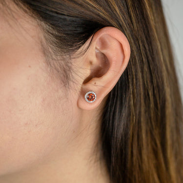 Sterling Silver Simulated Ruby and Zirconia Stud Earrings