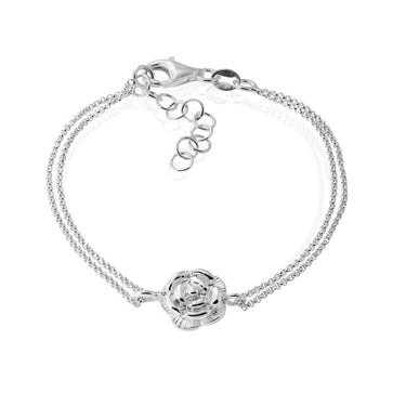 Sterling Silver 19cm Rose Flower Bracelet