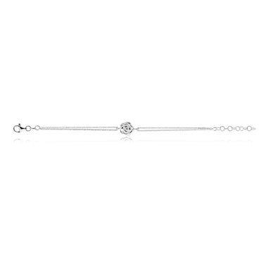 Sterling Silver 19cm Rose Flower Bracelet