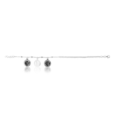 Sterling Silver 18cm+2cm 3 Coin Bracelet