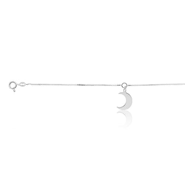 Sterling Silver 18cm+2cm Crescent Moon Bracelet