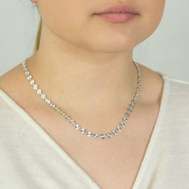 Sterling Silver 45cm Fancy Dicut Necklace