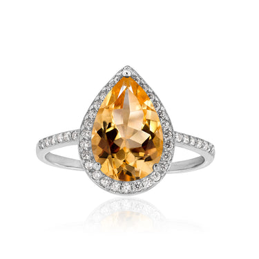 Sterling Silver Citrine and Zirconia Ring |  Sizes available:  L1/2, N1/2, P1/2