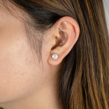 Sterling Silver Round Zirconia Stud Earrings