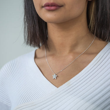 Sterling Silver Zirconia Flower Pendant