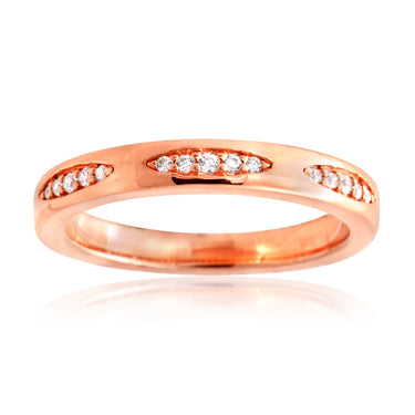 Sterling Silver Rose Plated Zirconia Claw Set Fancy Band