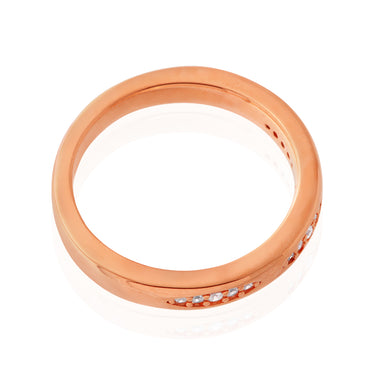 Sterling Silver Rose Plated Zirconia Claw Set Fancy Band