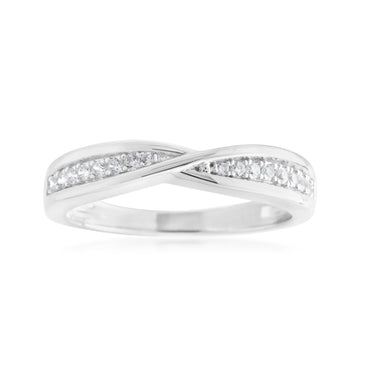 Sterling Silver Zirconia Fancy Crossover Ring