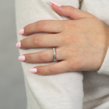 Sterling Silver Zirconia Fancy Crossover Ring
