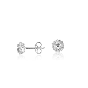 Sterling Silver Zirconia Round Stud Earrings