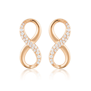 Georgini Rose Gold Plated Sterling Silver Zirconia Forever Infinity Earrings