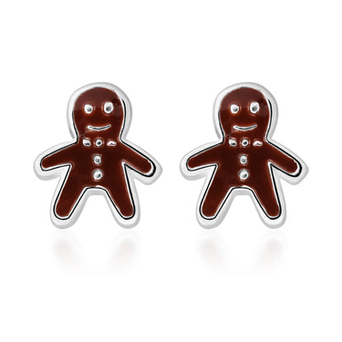 Sterling Silver Christmas Gingerbread Man Studs