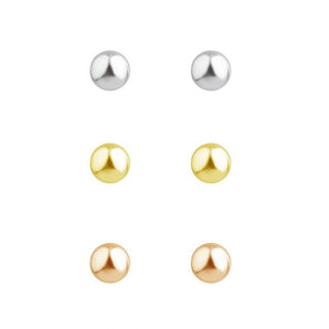 Stering Silver Gold and Rose Plated 3mm Set of 3 Ball Stud Earrings