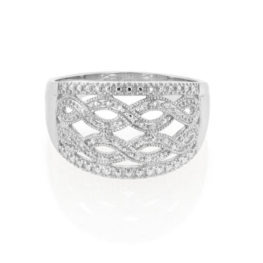 Sterling Silver Infinity Diamond Ring with 1 Brilliant Cut Diamond