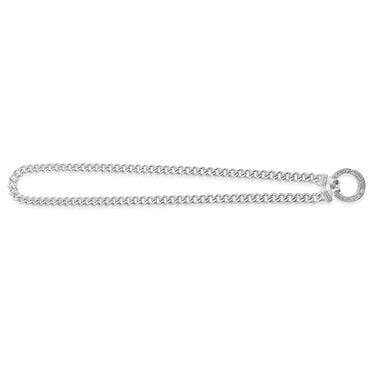 Sterling Silver 45cm Zirconia Fancy Boltring Curb Chain