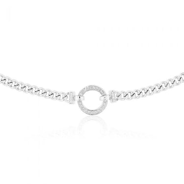 Sterling Silver 45cm Zirconia Fancy Boltring Curb Chain