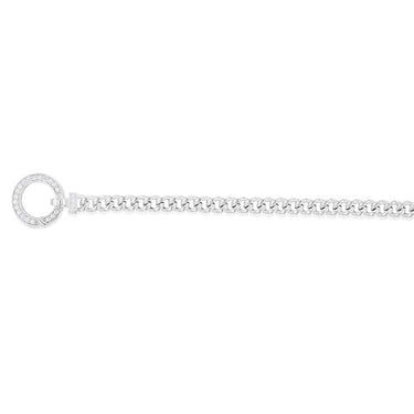 Sterling Silver 19cm Zirconia Fancy Boltring Curb Bracelet