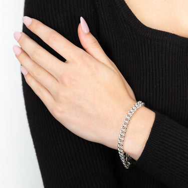 Sterling Silver 19cm Zirconia Fancy Boltring Curb Bracelet