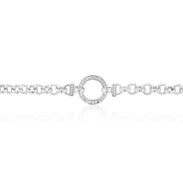 Sterling Silver 45cm Zirconia Fancy Boltring Belcher Chain