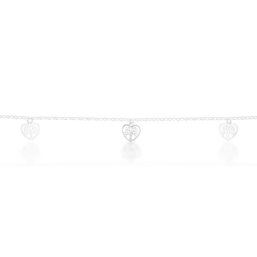 Sterling Silver 19cm Tree of Life Heart Charm Bracelet