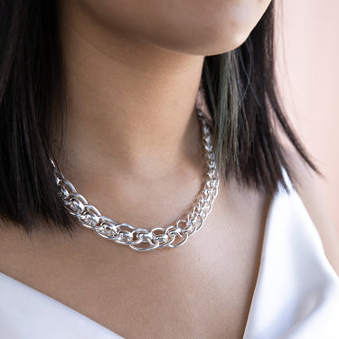 Sterling Silver 46cm Fancy Roller Link Boltring Chain