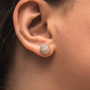 Sterling Silver Diamond Stud Earring Set with 14 Brilliant Diamonds