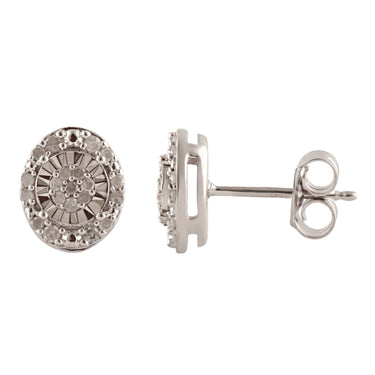 Sterling Silver 1/5 Carat Diamond Stud Earrings set with 44 Brilliant Diamonds