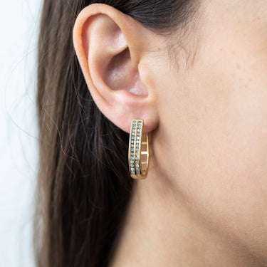 Gold Plated Sterling Silver 1 Carat Diamond Hoop Earrings