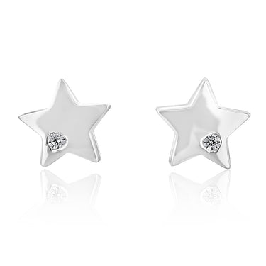 Sterling Silver Zirconia Star Stud Earrings