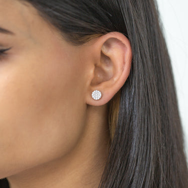 Sterling Silver Round Zirconia Stud Earrings