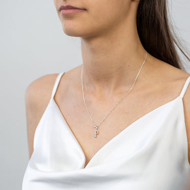 Sterling Silver Cubic Zirconia  Initial "P" Pendant