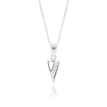 Sterling Silver Cubic Zirconia  Initial "V" Pendant