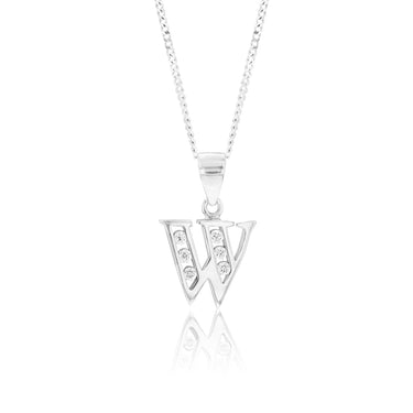 Sterling Silver Cubic Zirconia Initial "W" Pendant