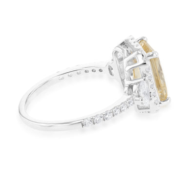 Sterling Silver Yellow And White Zirconia Emerald Cut Ring